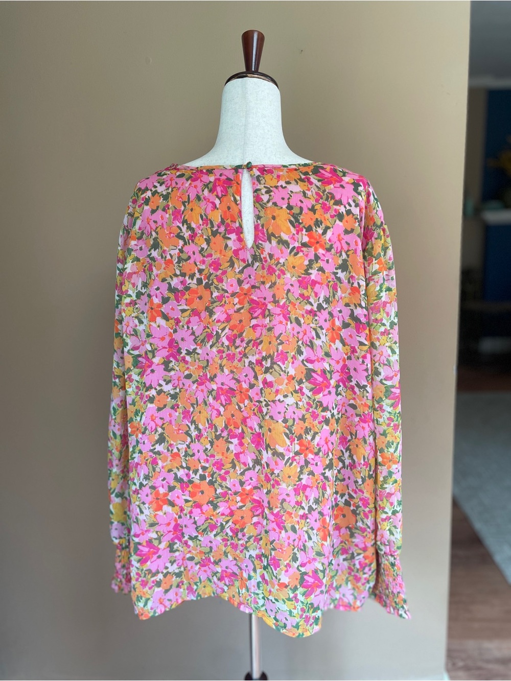 Terra & Sky Womens Floral Puff Sleeve Peasant Blouse Top Size 4X 28W Flowy - Picture 4 of 9